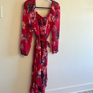 Kensie dresses pink floral dress with tie. Size 14